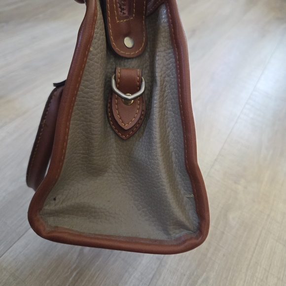 Dooney & Bourke Pebbled Leather Satchel in Taupe with Brown Trim - Picture 4 of 7